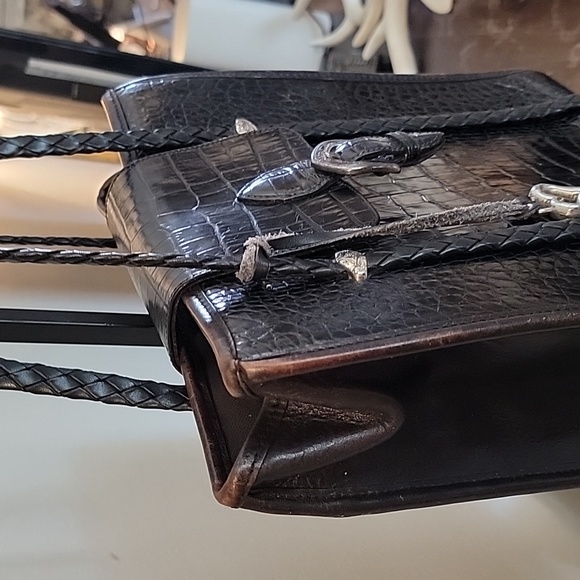 Brighton Brown Croc Leather Shoulder Bag - Picture 5 of 15